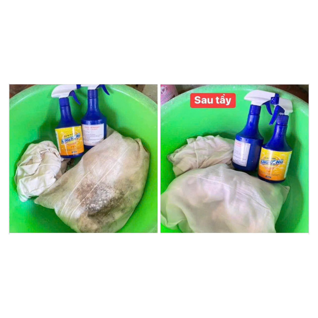 Tẩy mốc quần áo trắng, quần áo màu, tẩy dầu mỡ xoong nồi,tẩy Kingkong đa năng