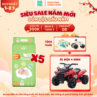   5E   TẶNG XE ĐIỆN ĐỊA HÌNH 4 BÁNH  COMBO 5 BỊCH tã bỉm Bimana Extra mỏng thấm ngừa hăm size NB tới 4XL 