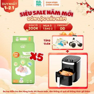   5E   TẶNG NỒI CHIÊN KHÔNG DẦU CAMEL  COMBO 5 BỊCH tã bỉm Bimana Extra Care mỏng thoáng ngừa hăm size NB tới 4XL 