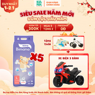   5BM   TẶNG XE MÁY ĐIỆN 3 BÁNH  COMBO 5 BỊCH tã bỉm Bimana Hàn Quốc thấm tốt mềm mại size NB tới 3XL 