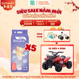   5BM   TẶNG XE ĐIỆN ĐỊA HÌNH 4 BÁNH  COMBO 5 BỊCH tã bỉm Bimana Hàn Quốc mềm mại thấm tốt ngừa hăm size NB tới 4XL 