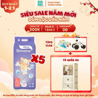   5BM   TẶNG TỦ QUẦN ÁO  COMBO 5 BỊCH tã bỉm BIMANA Hàn Quốc siêu mềm thấm tốt size NB tới 3XL 