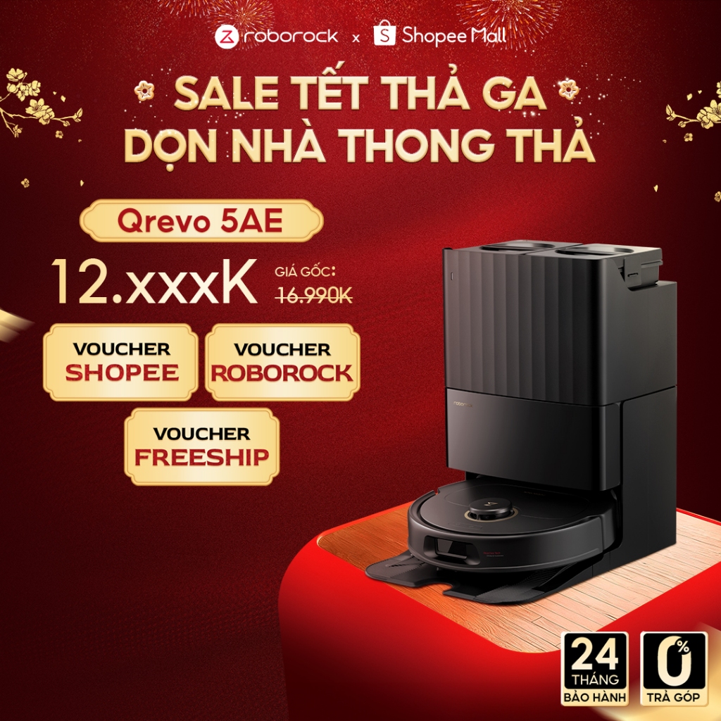 Roborock Qrevo 5AE robot hút bụi lau nhà | Lực hút 12.000 Pa | Tự động giặt sấy khô | Bảo hành 2 năm | BigBuy360 - bigbuy360.vn