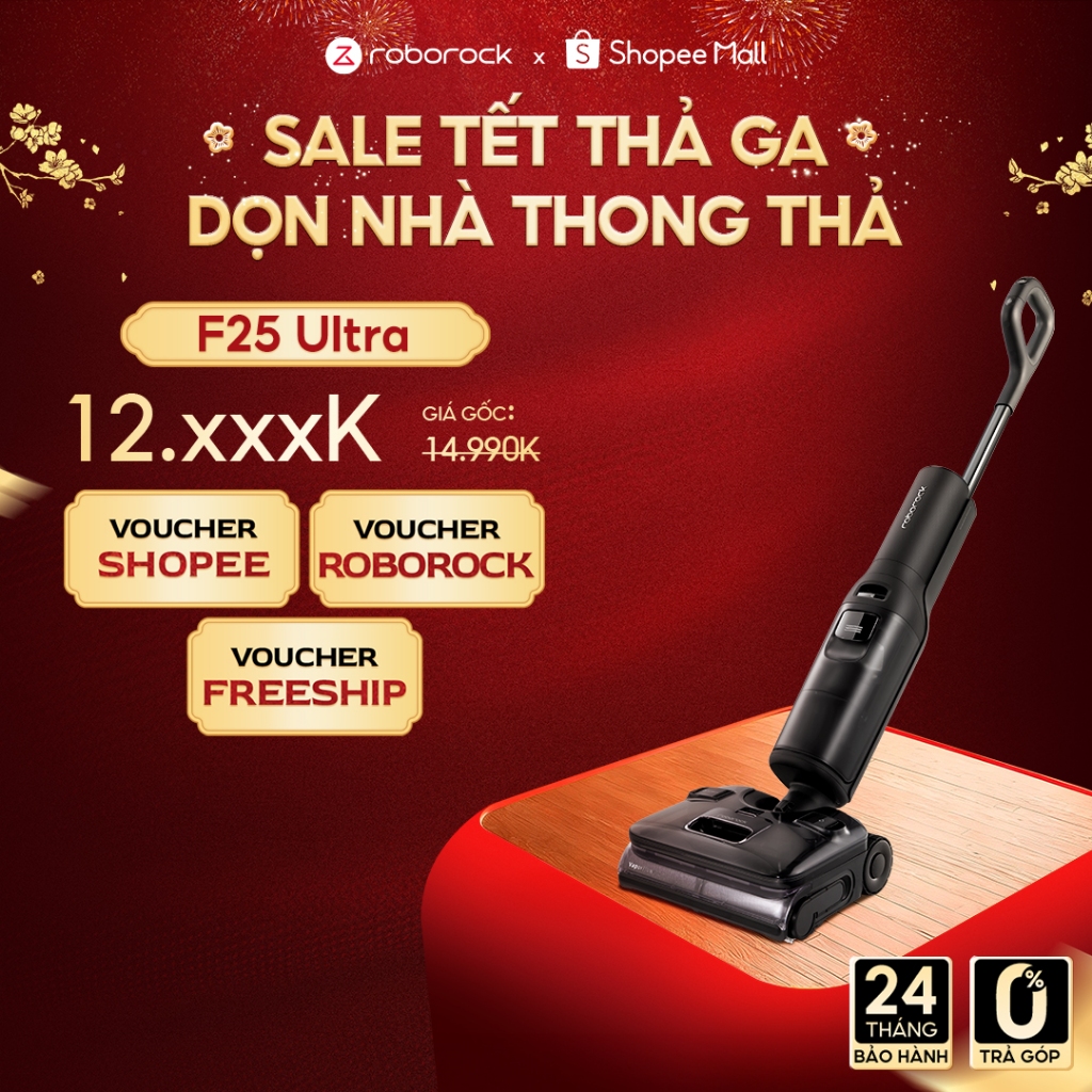 Roborock F25 Ultra máy hút bụi lau nhà hơi nước nóng | Lực hút 22000pa | Bảo hành 24 tháng