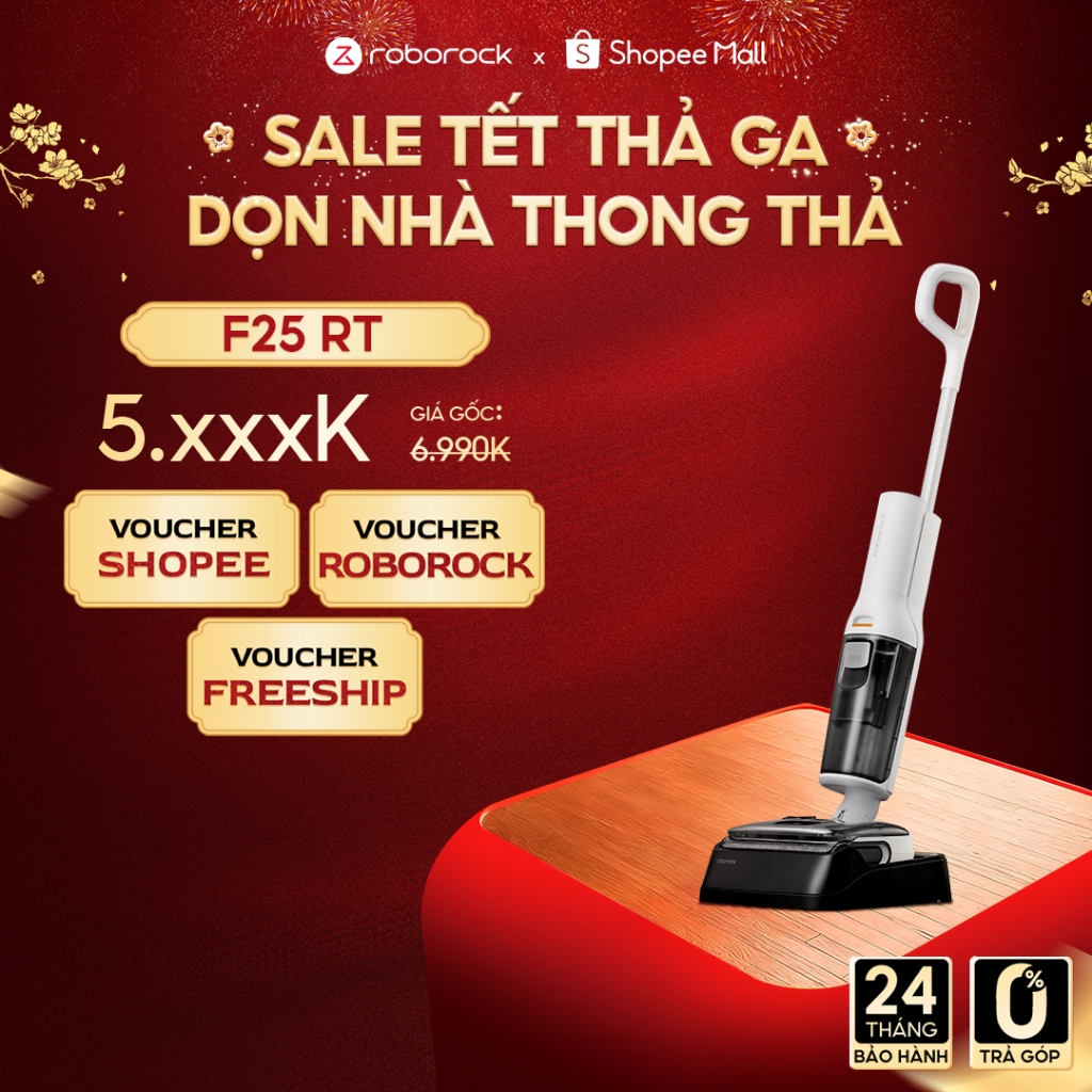 Roborock F25 RT máy hút bụi lau nhà cầm tay không dây | Lực hút 20.000Pa | Bảo hành 2 năm