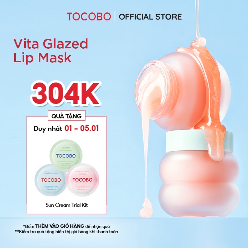  Mặt nạ môi dưỡng ẩm làm mềm môi Tocobo Vita Glazed Lip Mask 20ml 