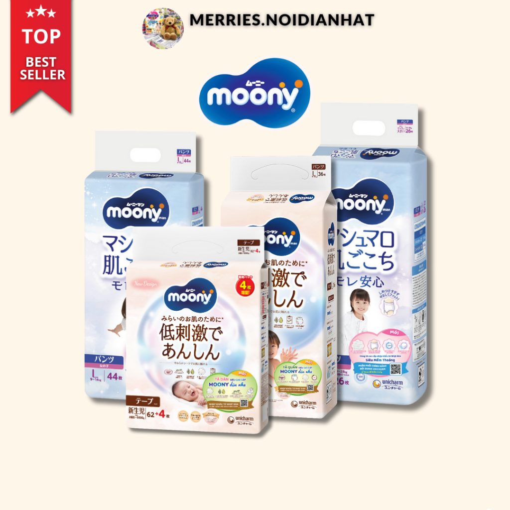 [FBS] Tã dán/quần Moony Natural/ Moony Xanh siêu cao cấp đủ size