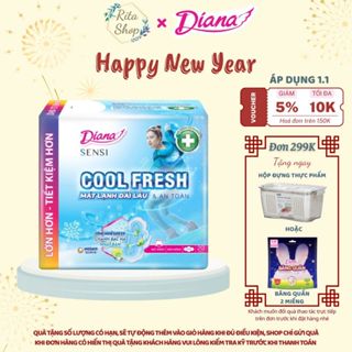   Mặt Bông  Băng Vệ Sinh Ban Ngày Diana Sensi Cool Fresh Mát Lạnh Bạc Hà Siêu Mỏng Cánh 23cm 20 Miếng 