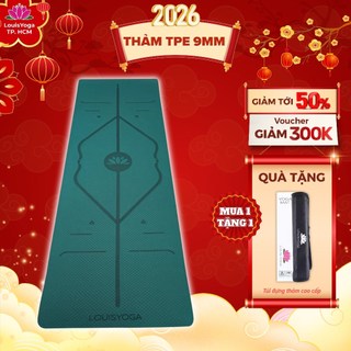  Thảm tập yoga Louis Yoga chất liệu TPE dày 9mm an toàn đàn hồi có đường định tuyến - Tặng túi thảm 