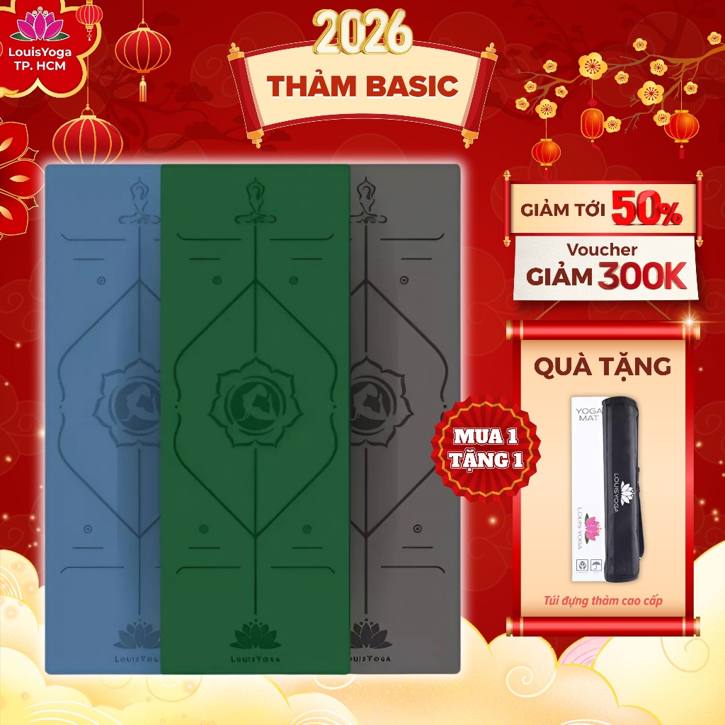 Thảm tập yoga Louis Yoga Basic, thảm yoga định tuyến chống trượt