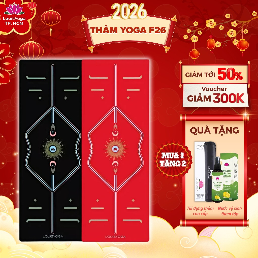 Thảm tập yoga cao cấp Louis Yoga F26, thảm yoga cao su PU chống trơn trượt tốt