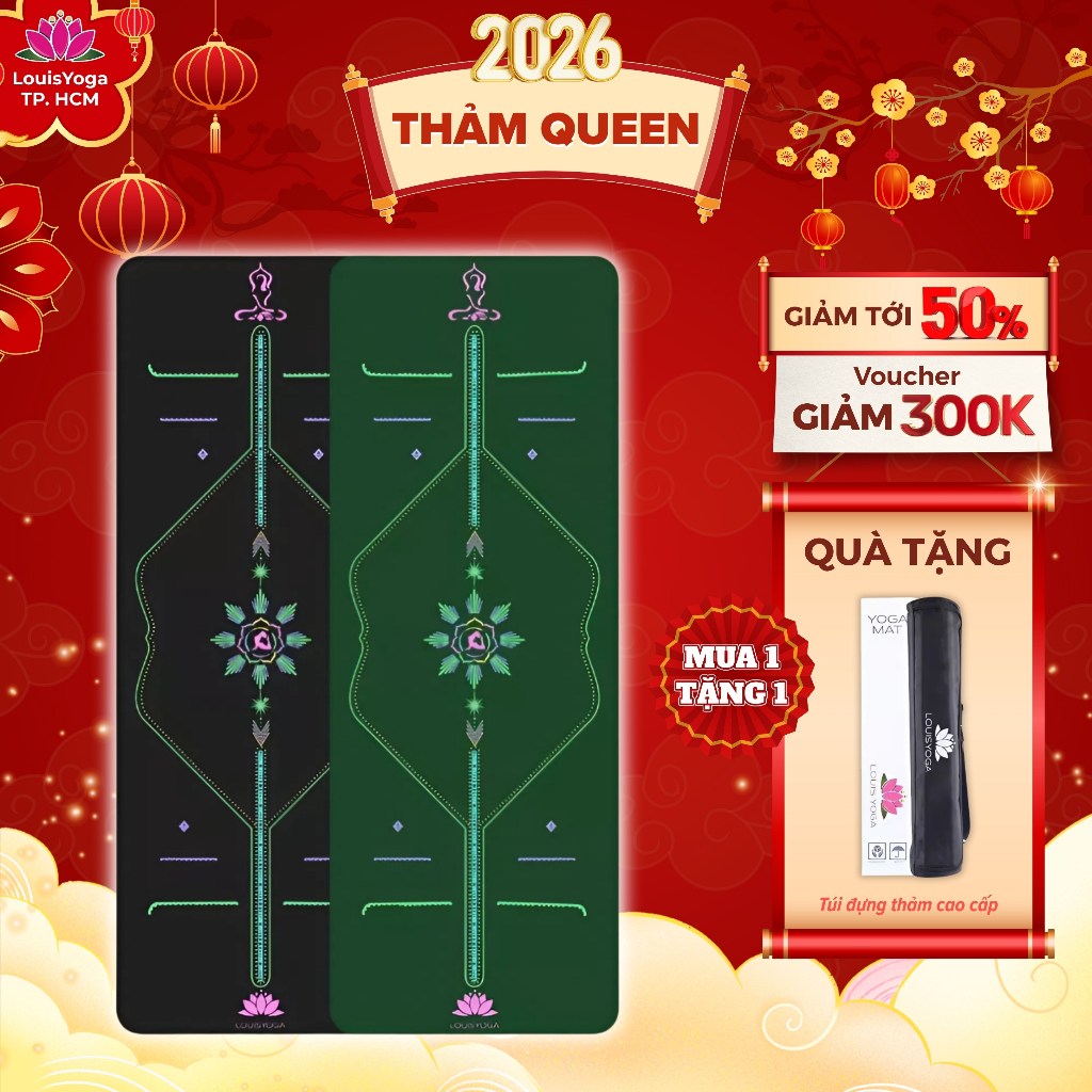 Thảm tập yoga cao su Louis Yoga Queen, thảm yoga định tuyến thấm hút mồ hôi nhanh