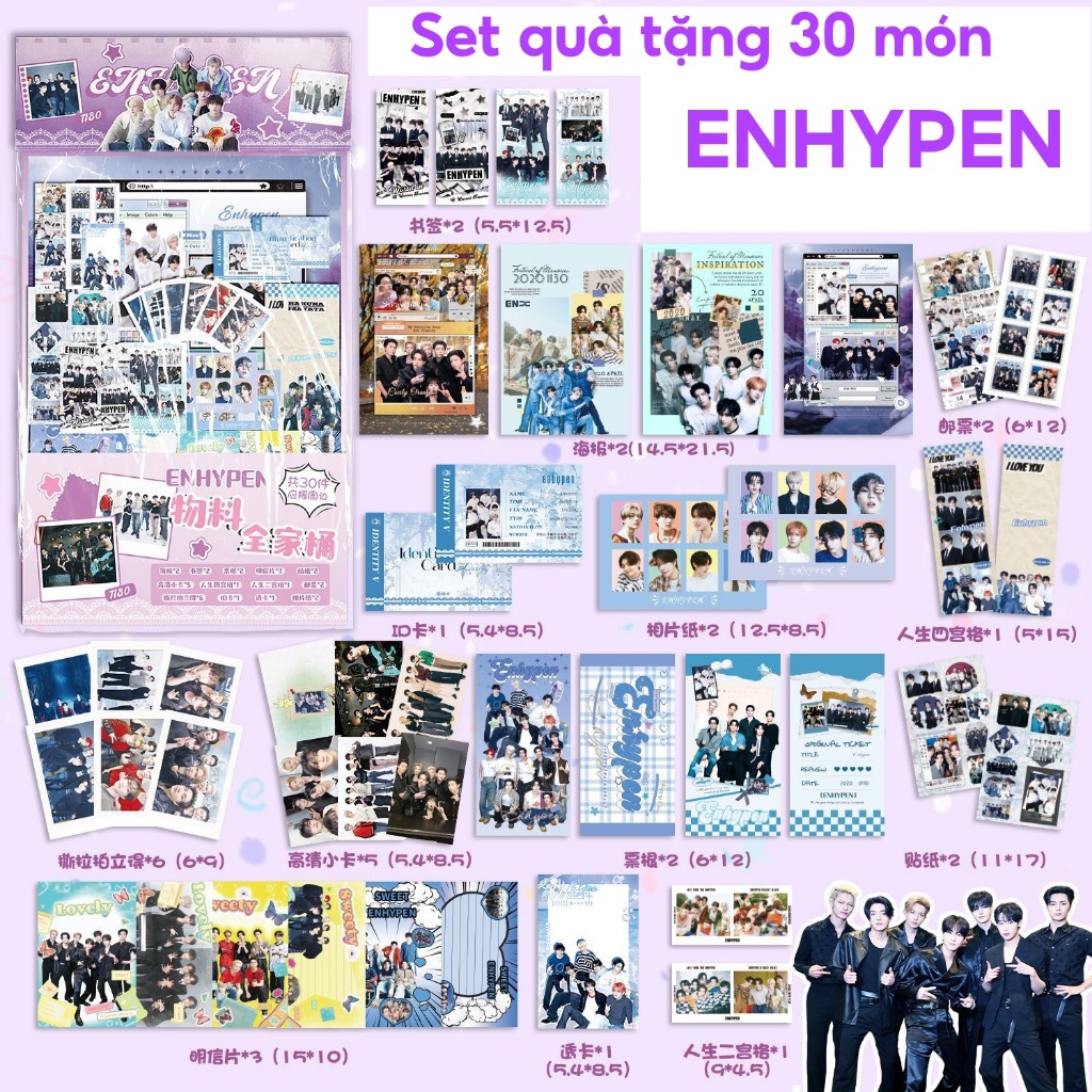 [NEW 2026] Set quà tặng 30 món nhóm nhạc ENHYPEN / Card ID bookmark tem thẻ card .v.v
