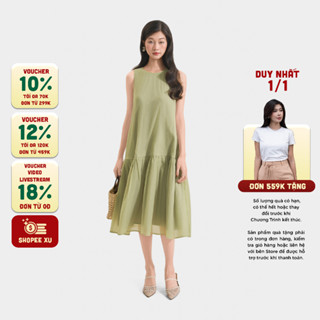  MARC FASHION Đầm Kiểu Nữ Form Suông Sát Nách Thắt Nơ Lưng - CBLH073023 