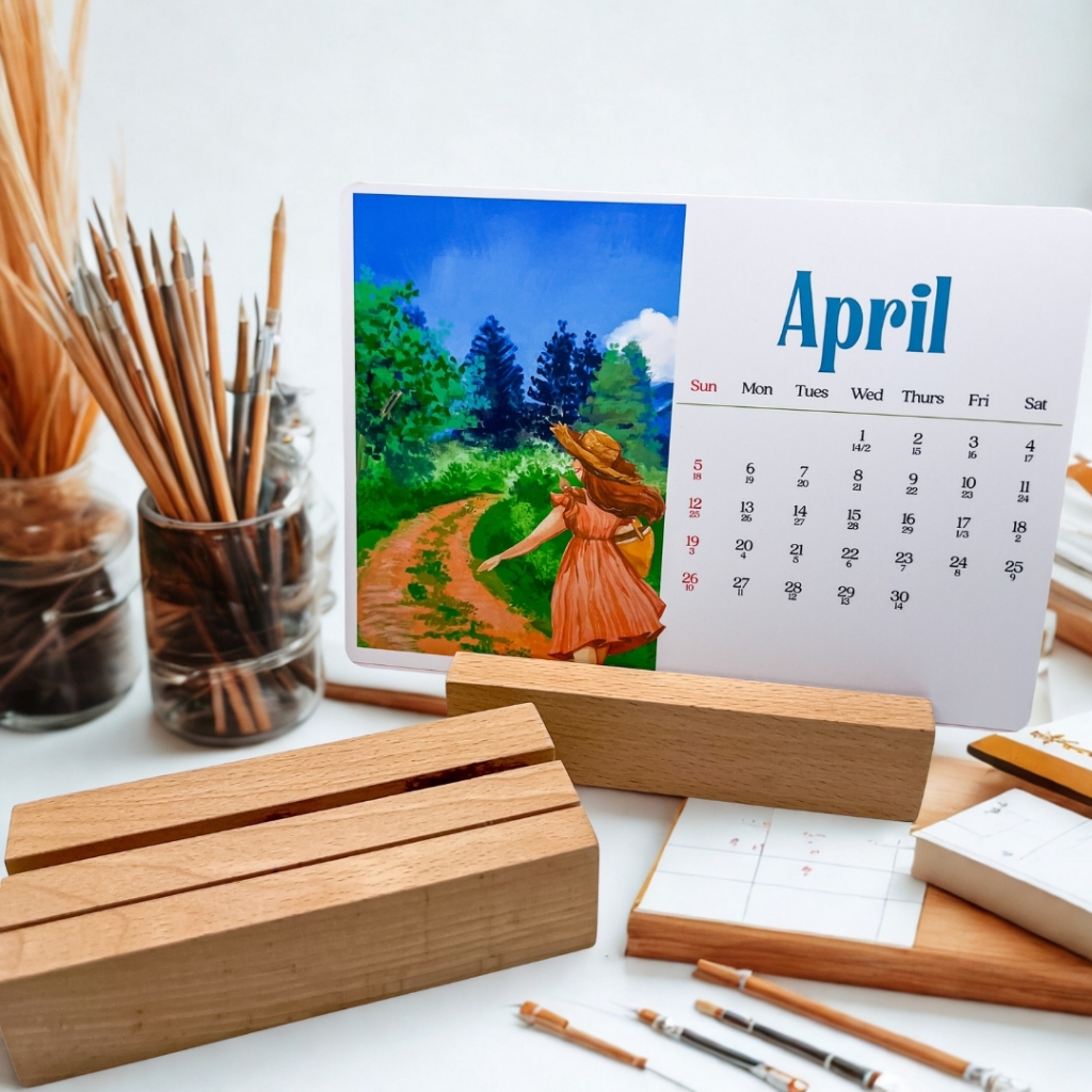 Lịch Để Bàn 2026 Tranh Vẽ Nghệ Thuật - Lịch Âm 2026 Aesthetic - Phụ Kiện Bàn Học - Quà Tặng