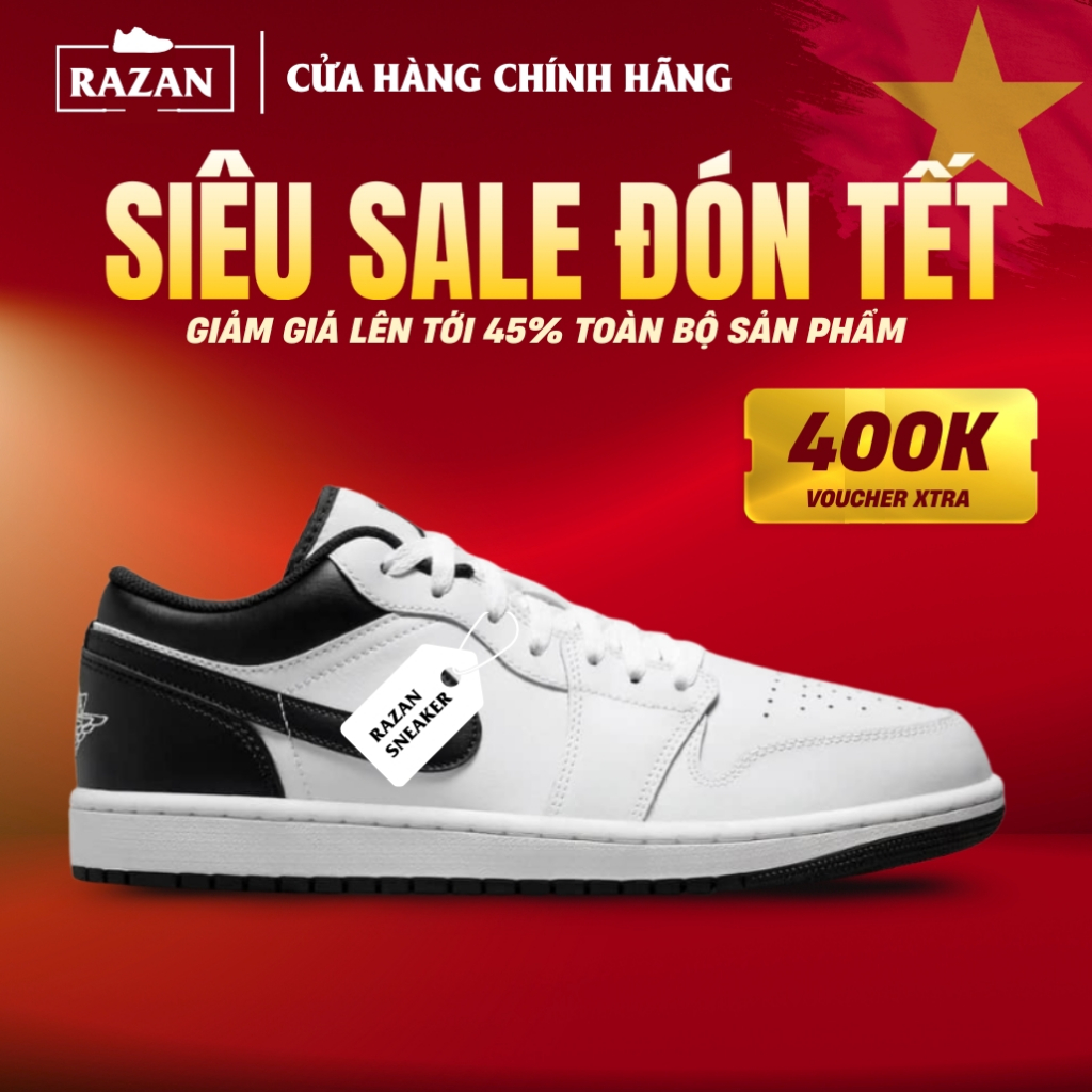 Giày Air Jordan 1 Low White Black 553560-132 Thể Thao Nam Nữ, Fullbox Razan Sneaker