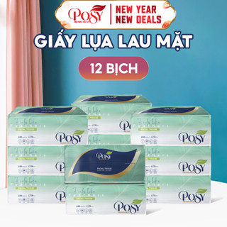  Combo 12 Gói Giấy Ăn Rút Posy 3 Lớp 180 Tờ Lụa Mềm Mịn Thấm Hút Êm Dịu Cho Da 