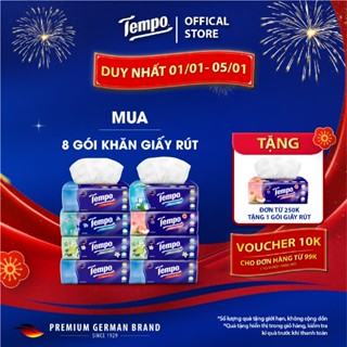   COMBO 8 GÓI  Khăn Giấy Rút Cao Cấp Tempo - 4 Lớp Bền Dai An Toàn Cho Da - Thương hiệu 