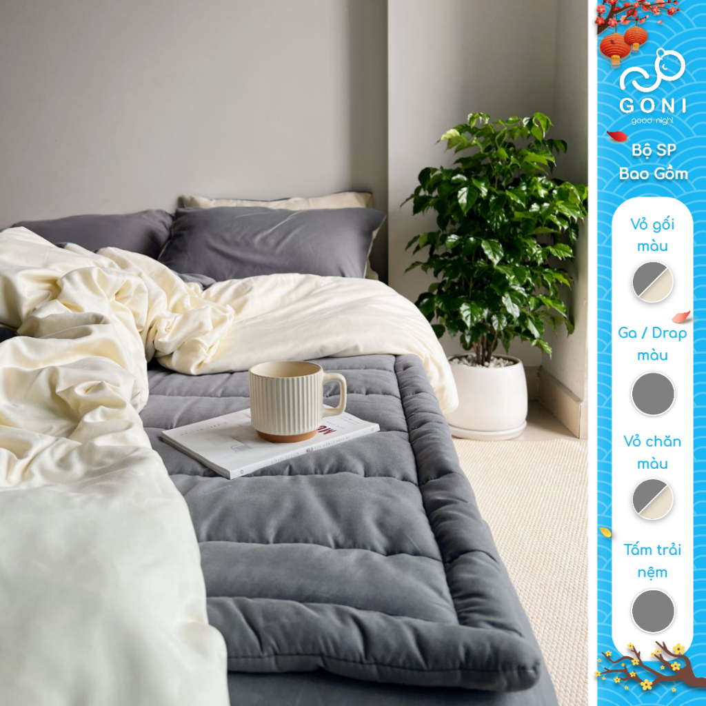 [SPECIAL DEAL] Bộ vỏ chăn mền ga gối & tấm trải nệm GONI CHILL cho nệm 1mx2m, 1m2x2m, 1m4x2m, 1m6x2m