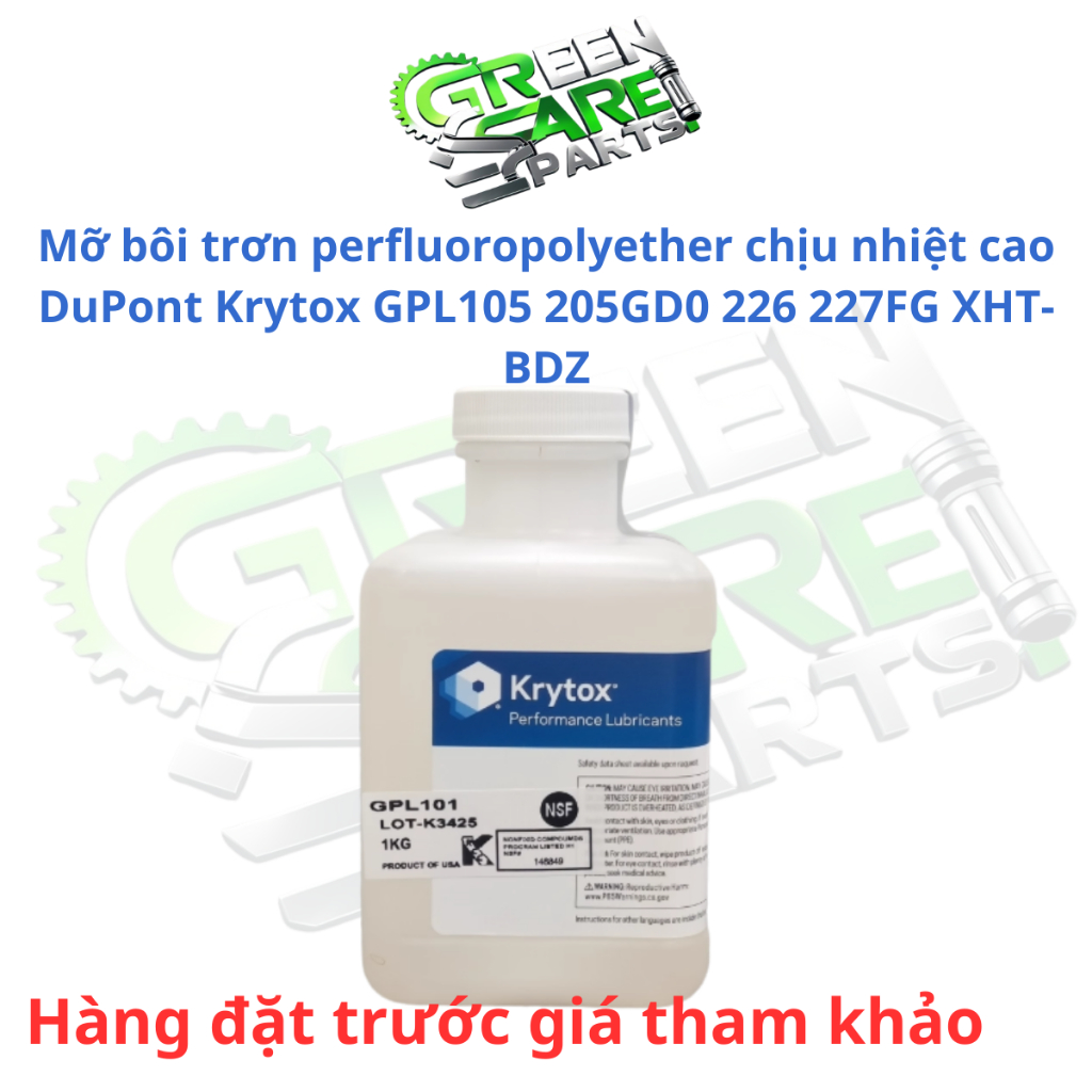Mỡ bôi trơn perfluoropolyether chịu nhiệt cao DuPont Krytox GPL105 205GD0 226 227FG XHT-BDZ