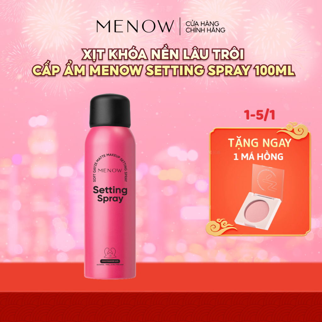  XỊT KHÓA NỀN LÂU TRÔI CẤP ẨM HƠI THỞ SƯƠNG MÙ MENOW SETTING SPRAY 100ml 