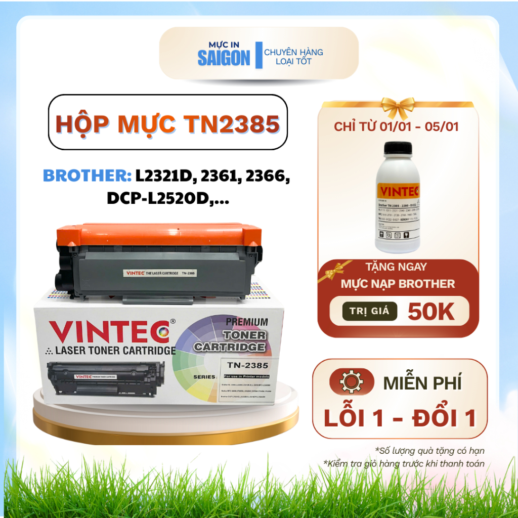 Hộp Mực Cho Máy In Brother HL-L2321D, L2361DN, 2366, 2701,… Đã Có Mực – In Đậm – LỖI 1 ĐỔI 1 Miễn Ph
