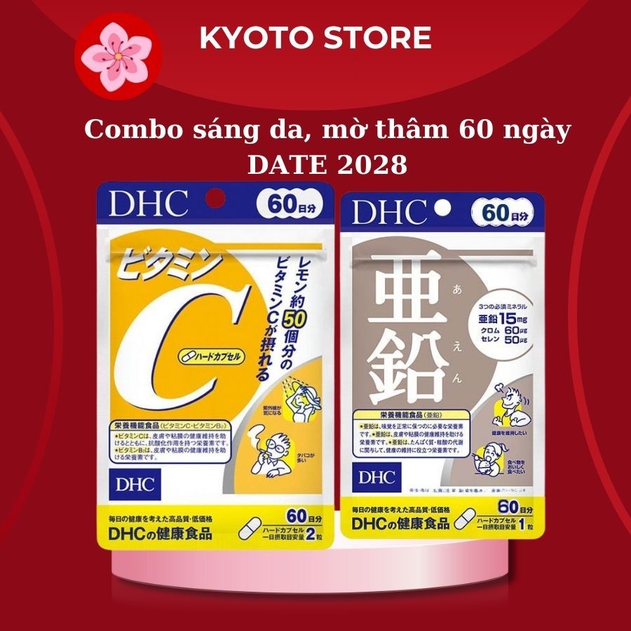 Combo DHC Vitamin C & Kẽm hỗ trợ giảm thâm, sáng da (60 ngày)-TPBVSK DHC Vitamin C&Zinc