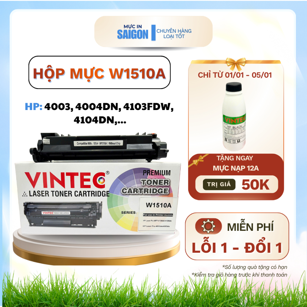 [W1510A] Hộp mực máy in Laserjet  Hp 4003DN,M4003DW,4103FDN,4103FDW (CÓ CHIP),  đã có sẵn mực, in đậ
