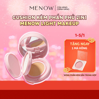  Cushion kèm Phấn Phủ 2in1 MENOW Light Makeup Cushion Powder Cream Pink Series 17gr 