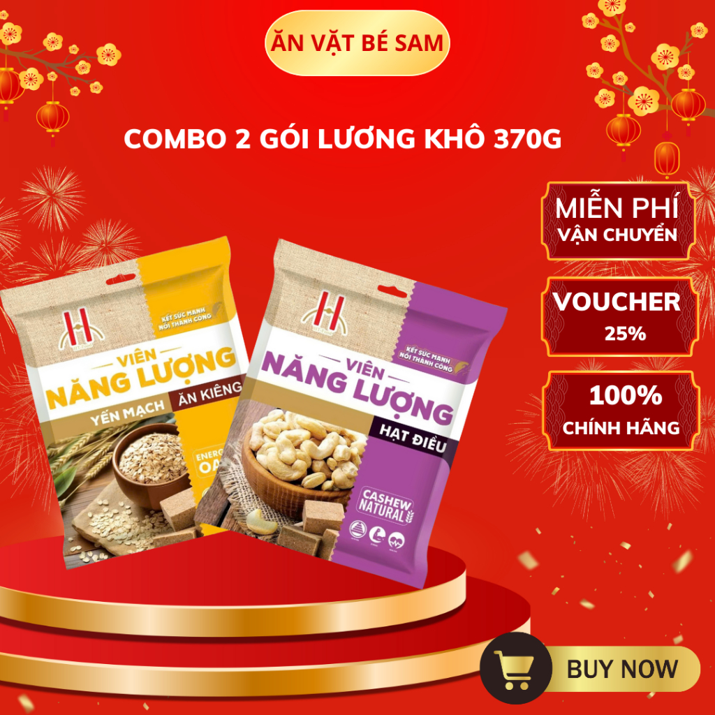 COMBO 2 GÓI Lương Khô Mini HT Foods 370g/gói Đủ Các Vị, Bổ Sung Năng Lượng, Dinh Dưỡng Tiện Lợi