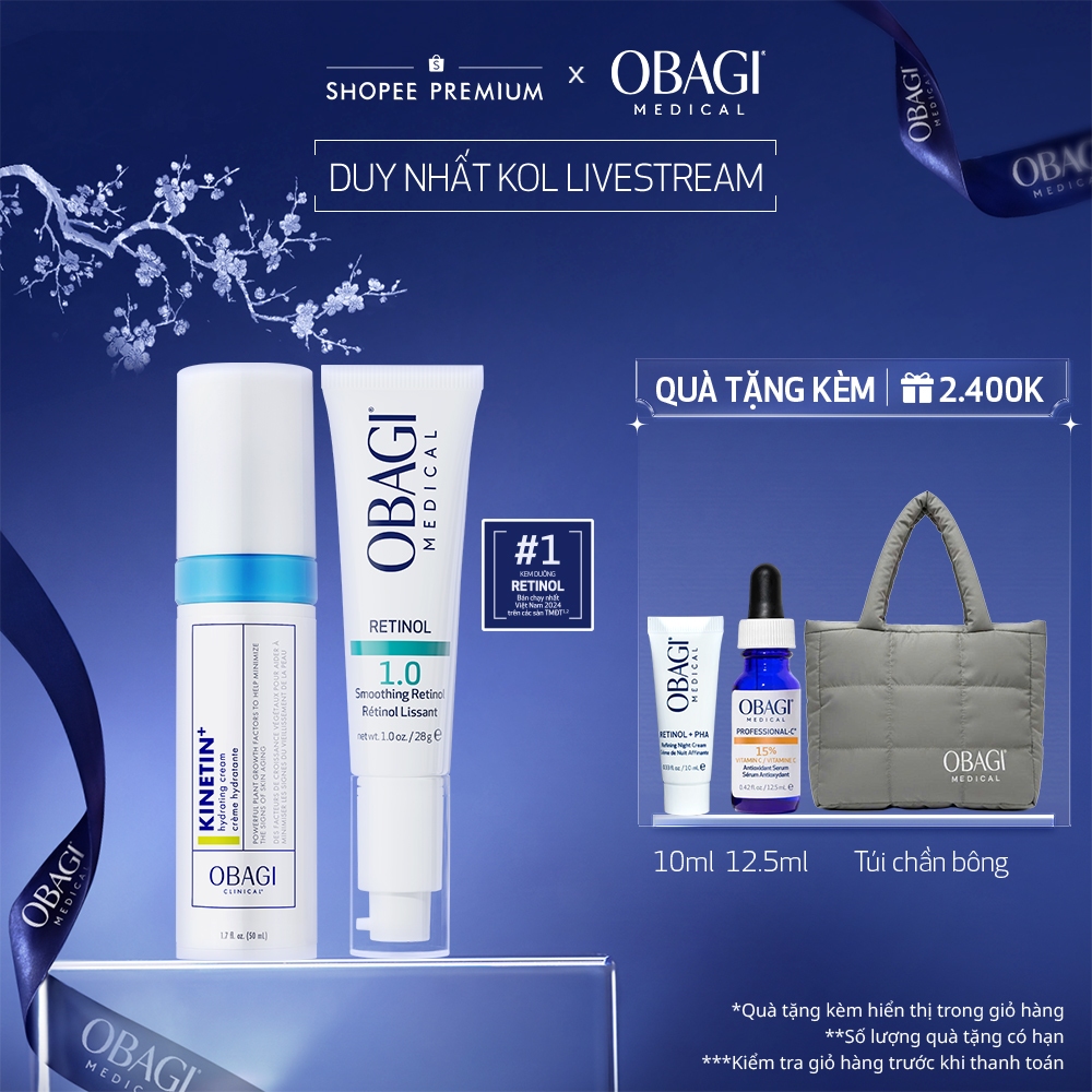 [Obagi x KOL] Bộ đôi Kem chống lão hóa Obagi Retinol 1.0 28g và Kem dưỡng phục hồi Obagi Clinical Ki