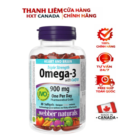 Viên Uống Omega3, Viên Uống Dầu Cá Hỗ Trợ Sức Khỏe Webber Naturals Triple Strength Omega-3 / Omega-3