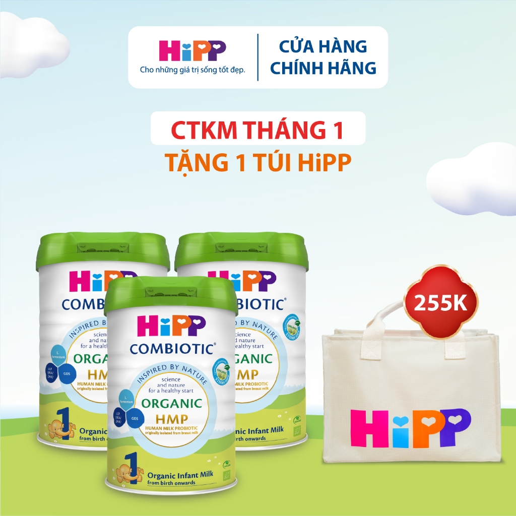 Combo 3 lon Sữa bột công thức HiPP 1 Organic Combiotic 800g (3 lon x 800g)