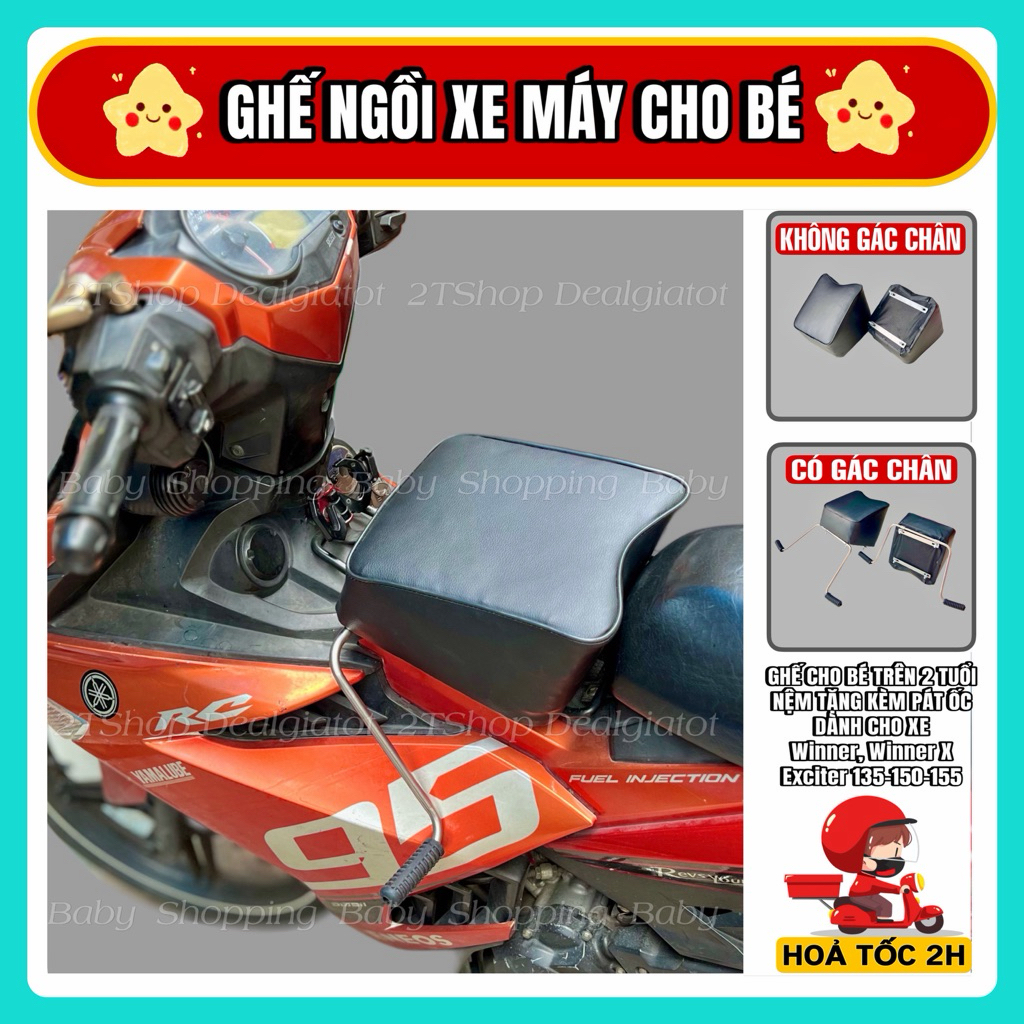 Ghế Nệm Ngồi Xe Máy Cho Bé Trên 2 Tuổi - Dành Cho Xe Winner, Winner X, Exciter, Satria, Raider, Yama