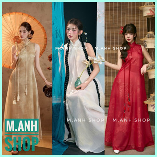  Yếm Trắng Định Công Váy Yếm Gấm Hoa Trẻ Trung Mặc Lễ Tết Chụp Ảnh 