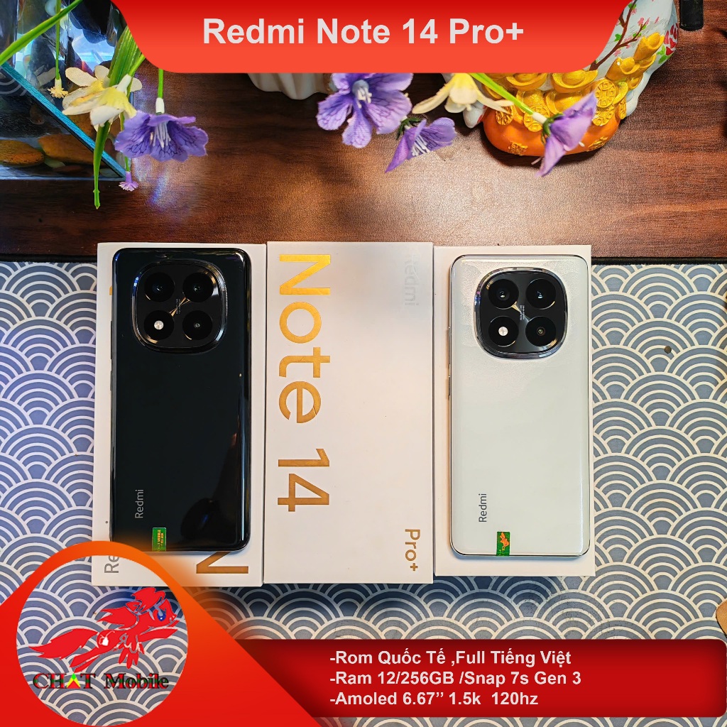 Điện thoại Redmi Note 14 Pro Plus 5G Fullbox, Ram 12/256G ,Snap 7s Gen 3 ,Amoled 6.67''1.5k 120hz
