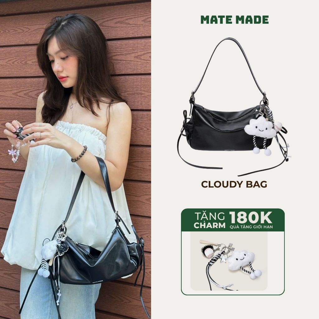   DEAL ĐỘC QUYỀN SHOPEE  Túi Đeo Vai Dáng Mềm Cloudy MATE MADE Lọ Lem Da Pu Cao Cấp Size 28 Hợp Đi Làm Đi Chơi 