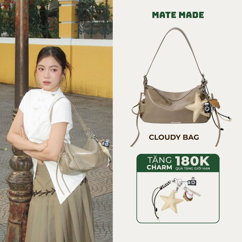[KOL Review] Túi Đeo Vai Dáng Mềm Cloudy MATE MADE Lọ Lem Da Pu Cao Cấp Size 28 Hợp Đi Làm Đi Chơi | BigBuy360 - bigbuy360.vn