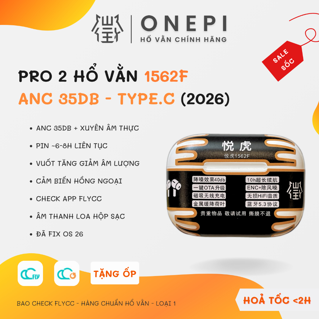 [ Pro 2 1562F ] Tai Nghe Bluetooth Hổ Vằn 1562F, Chống Ồn ANC 35DB - Xuyên Âm - Tăng Giảm Âm Lượng