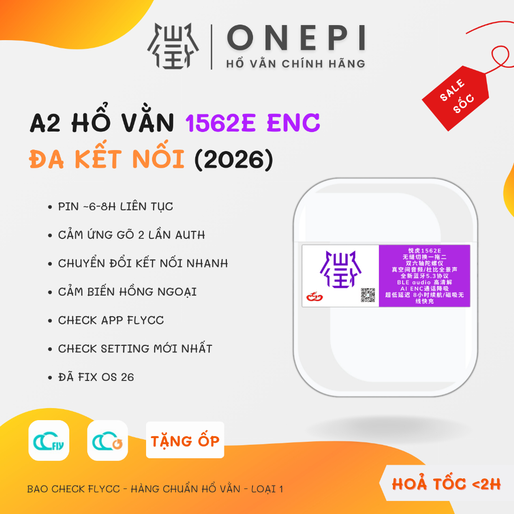 [ A2 1562E ] Tai Nghe Bluetooth Hổ Vằn 1562E ENC, Kết Nối Đa Thiết Bị - Bản Tốt Nhất