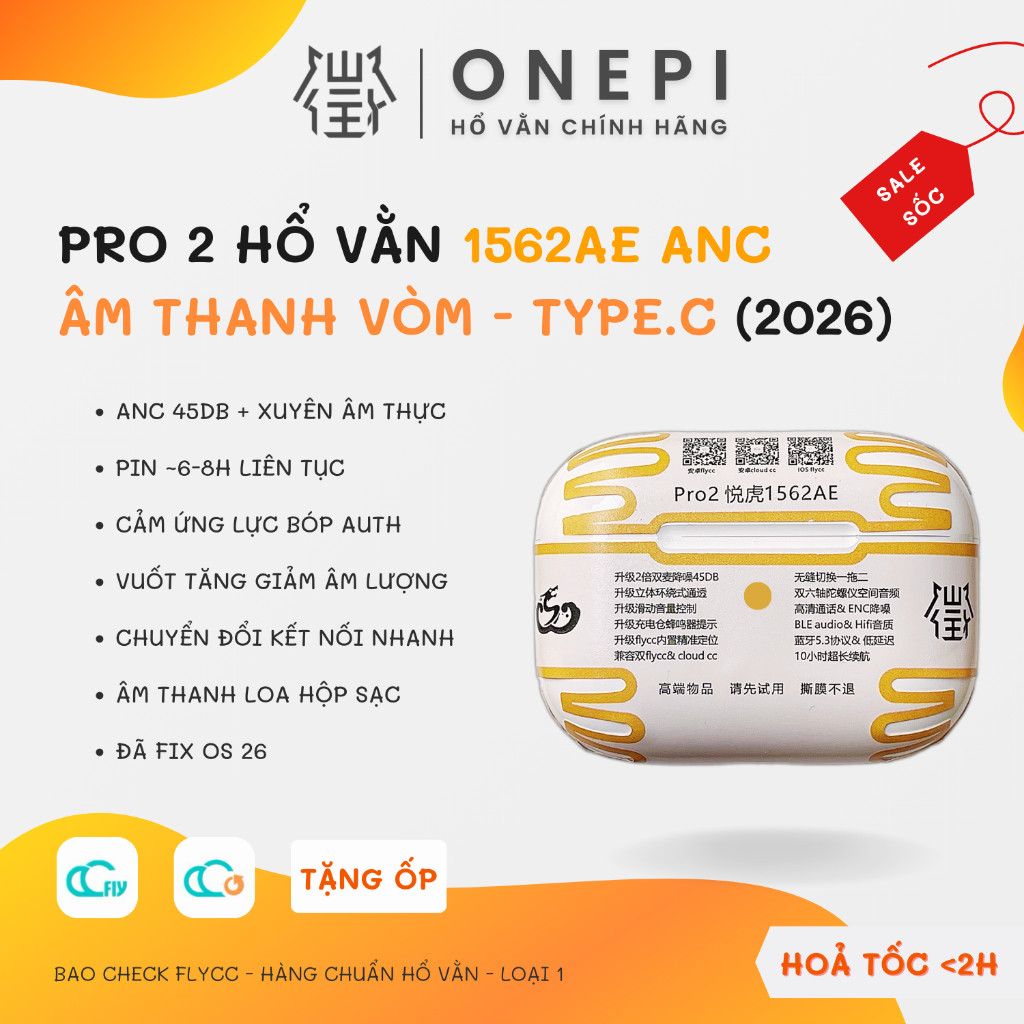 [ Pro 2 1562AE ] Tai Nghe Bluetooth Hổ Vằn 1562AE Chống Ồn ANC 45DB - Âm Thanh Không Gian - Tăng Giả