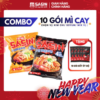  Mì Cay Sasin  Combo 10 gói mì + 10 gói ớt độ   chọn vị  
