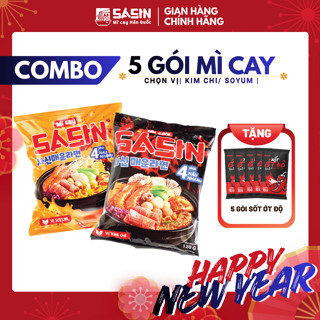  Mì Cay Sasin  Combo 5 gói mì + 5 gói ớt độ   Chọn vị  
