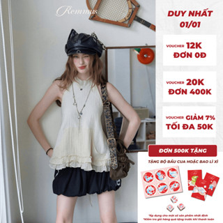  Emma Top - Remmus | Áo cổ yếm hở lưng dây buộc dáng xòe bèo tầng cho nữ 