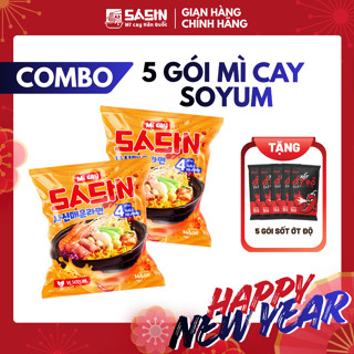  Mì cay Sasin  combo 5 gói mì Soyum + 5 gói ớt độ  BSET0116 