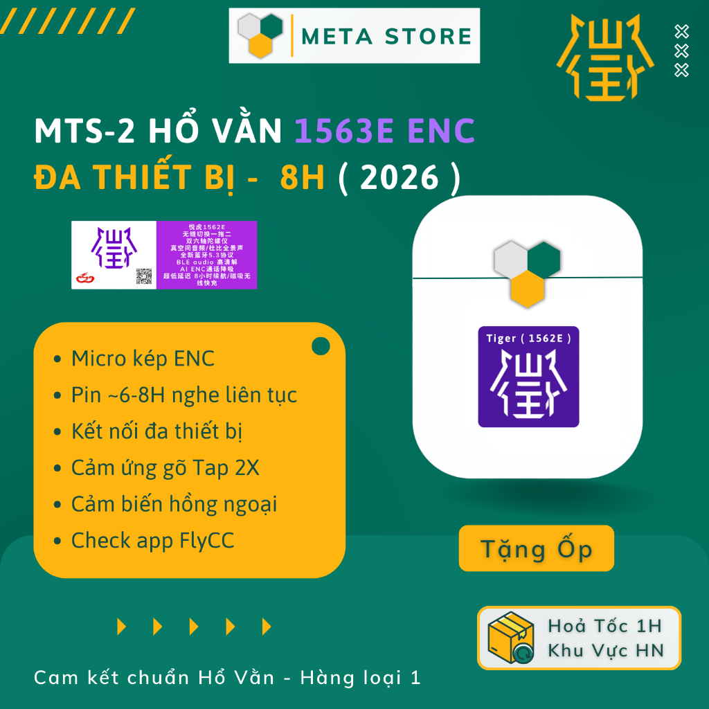 [ New Version ] Tai Nghe Bluetooth MTS-2 Hổ Vằn 1562E ENC, Kết Nối Đa Thiết Bị - Bản BEST