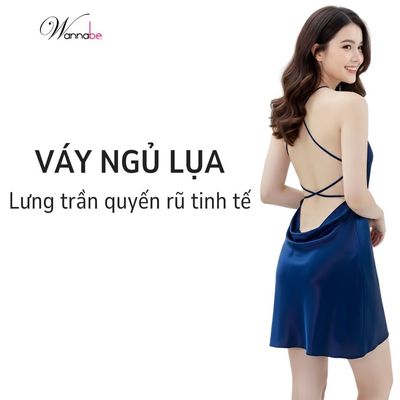 Đầm ngủ WANNABE váy ngủ 2 dây cổ yếm hở lưng thắt dây ziczac khoe lưng trần gợi cảm quyến rũ DNS32