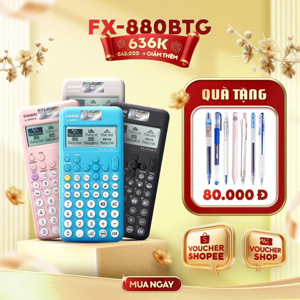 [LS] Máy tính Casio Fx-880BTG dành cho học sinh cấp 2 3 được mang phòng thi bảo hành chính hãng 7 nă
