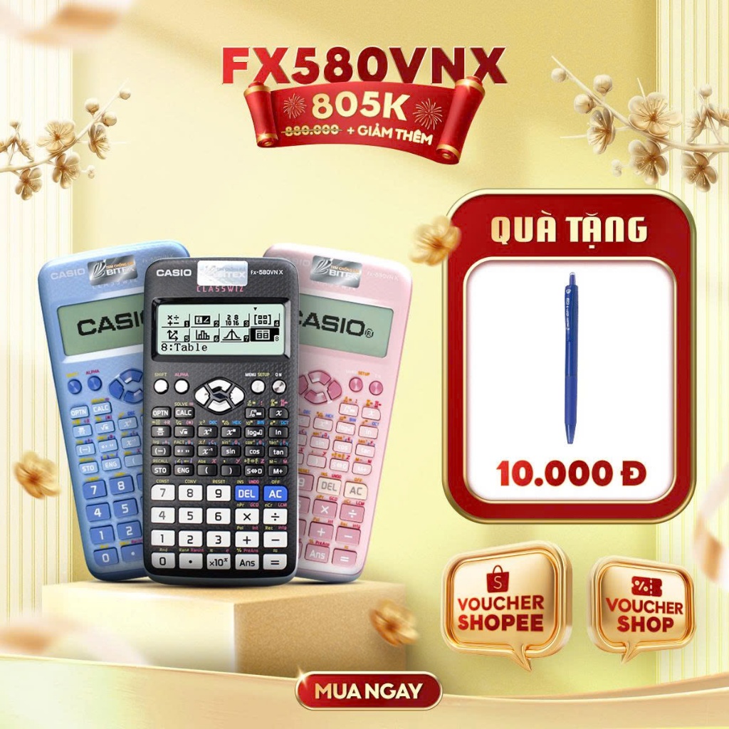 [FS] Máy Tính Casio FX-580VN X dành cho học sinh cấp 3 cấp 2 chuyên dụng cho phòng thi dành cho thi 