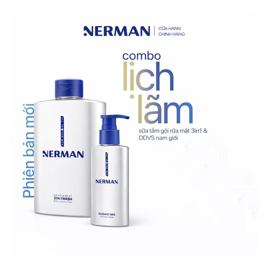 Combo Nerman lịch lãm  - Sữa tắm gội cho nam 350ml & DDVS nam giới 100ml